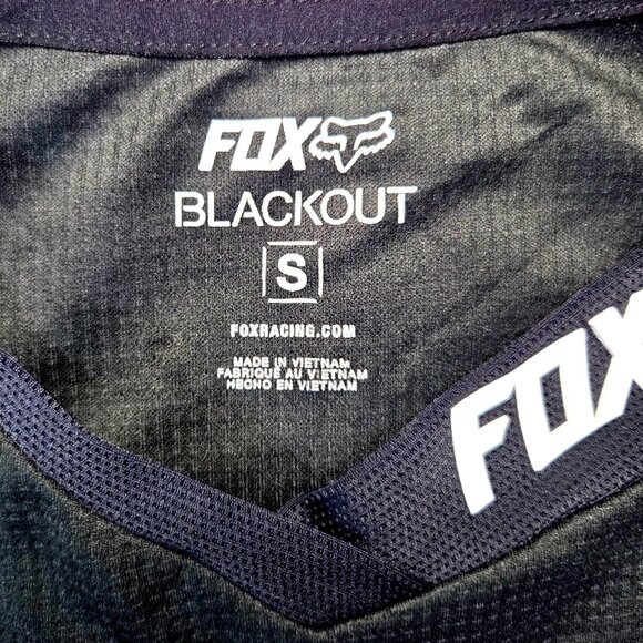 Fox Racing Blackout Long Sleeve Jersey S Adult  Black With White Graphics - Picture 5 of 8